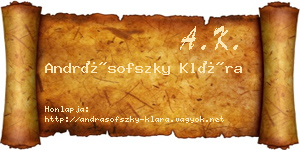 Andrásofszky Klára névjegykártya