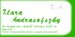 klara andrasofszky business card